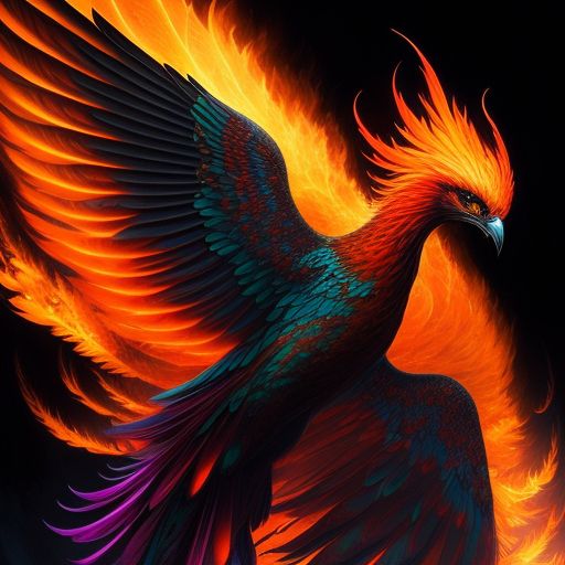 curvy-horse477: A Beautiful Fire Phoenix, In black background, With ...