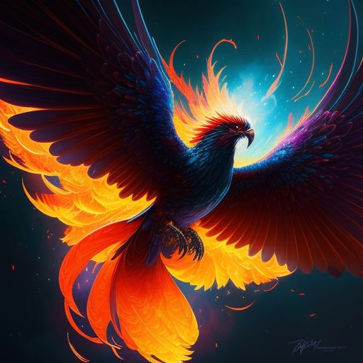 curvy-horse477: A Beautiful Fire Phoenix, In black background, With ...