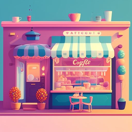 twin-whale441: A cute coffee shop with pastel decor.