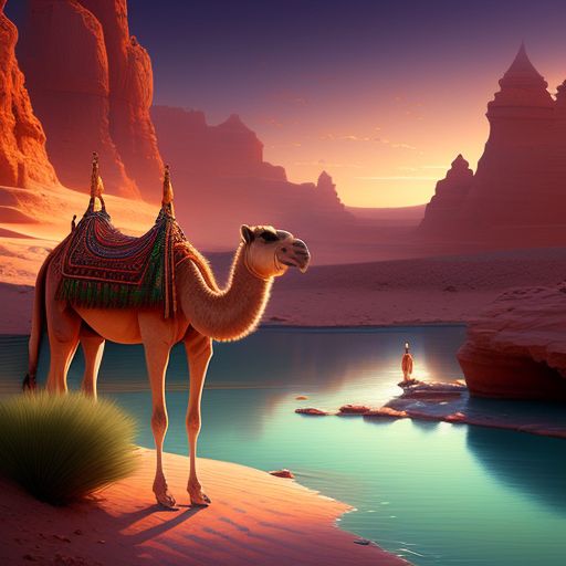 cold-camel550: a camel drinking water in the oasis in the sahara