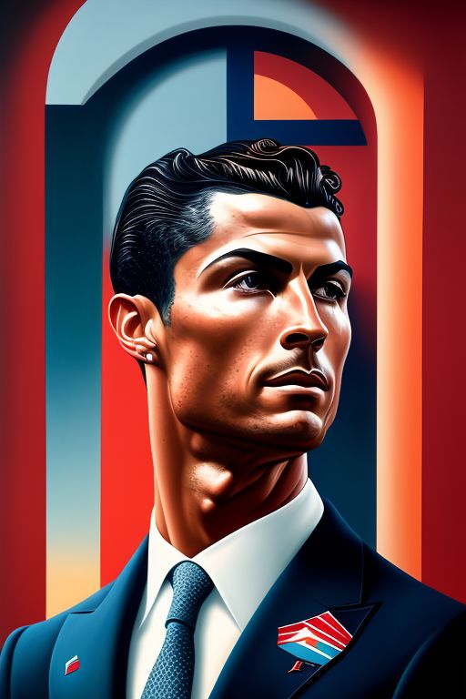 pastel-goose267: portrait of cristiano ronaldo art deco 4k