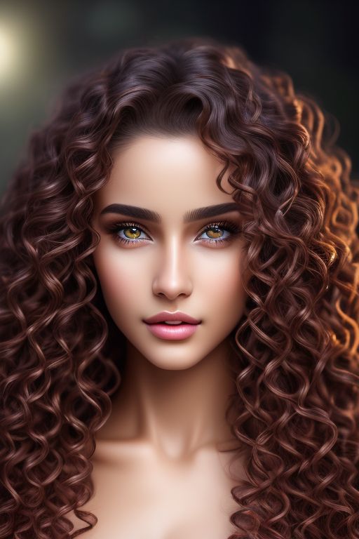 Pretty Girl With Brown Curly Hair And Hazel Eyes
