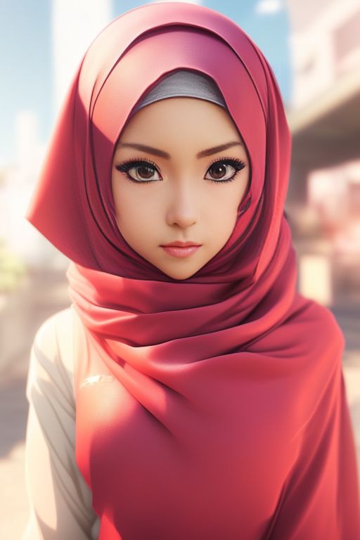 Anime character of a girl wearing a hijab