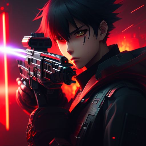  valid-slug4 anime boy disparando láser de pistola de juego al monstruo rojo