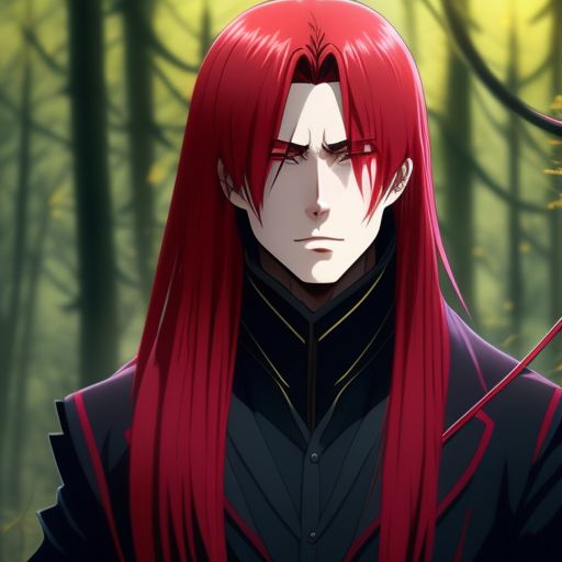 noisydove57 Anime, a young man with red hair, wearing a red mask