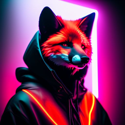 formal-bison459: young man wearing a plastic black fox mask with neon ...