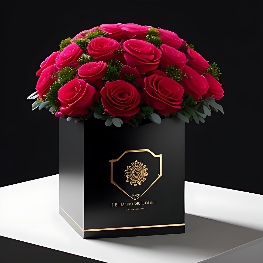 AndreaMarques Chrysanthemum and roses, black marble box