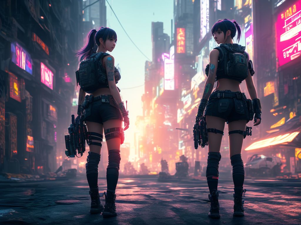 basic-pigeon854: beautiful, full body, anime girl on cyberpunk street,  ultra realistic 8k Detailing, landscape