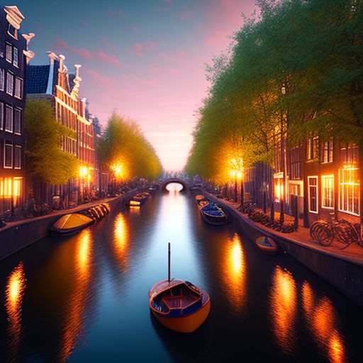 ManiKFox: Cute Amsterdam canal at a magnificent sunrise, little boats ...