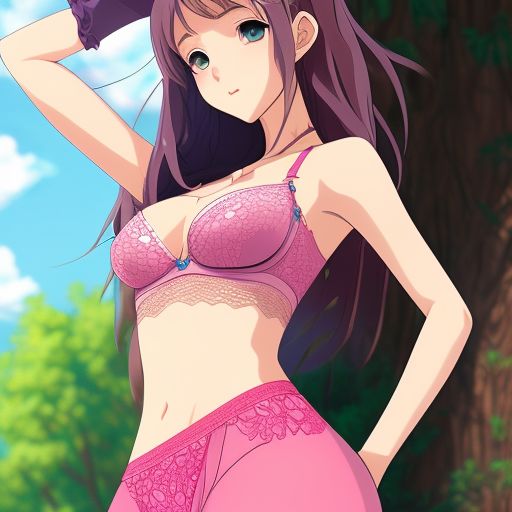 expert-hare561: Anime girl wearing lacy pink bra and underwear