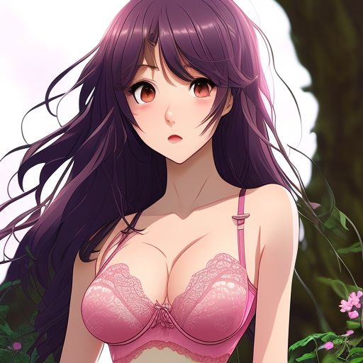 expert-hare561: Anime girl wearing lacy pink bra and underwear