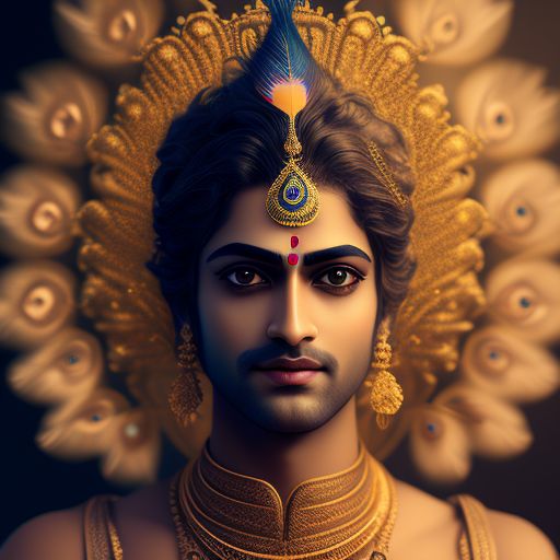 hastymarten394 Lord Shree Krishna with peacock feather on the head