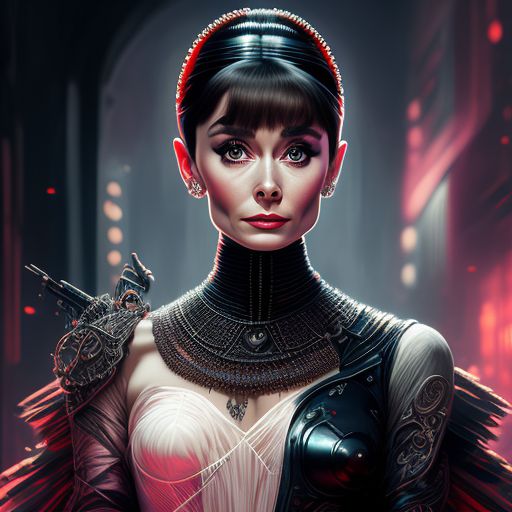 Strange Hawk Audrey Hepburn As A Cyberpunk Ballerina Full Body