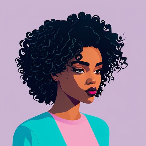 old-mouse16: simple, Minimalist, black woman with curly hair, Digital ...