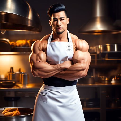 legal-jackal584: anime character in chef clothes with muscles