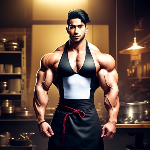 legal-jackal584: anime character in chef clothes with muscles