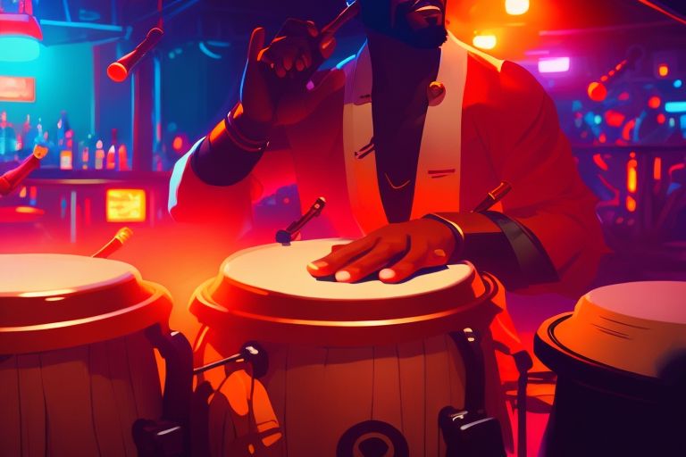 VARELA man with congas in a bar