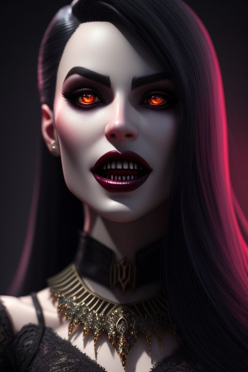 wild-panda567: highly detailed 3D render of gorgeous pale vampire woman ...