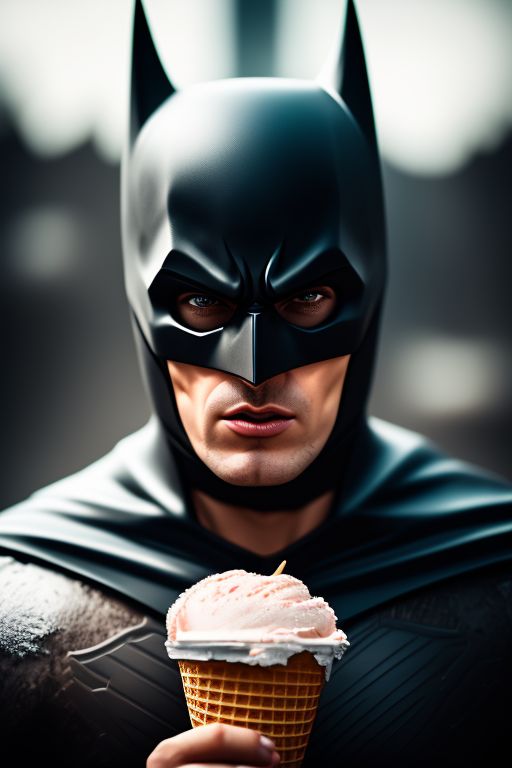 ultimate-fox344: batman eating ice cream, delicious expression