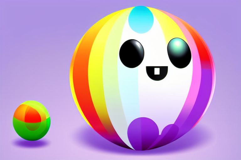 common-corgi92: one, alone, colorfull ball with eyes, 2d game, unity  character, right side only, no background, plain background