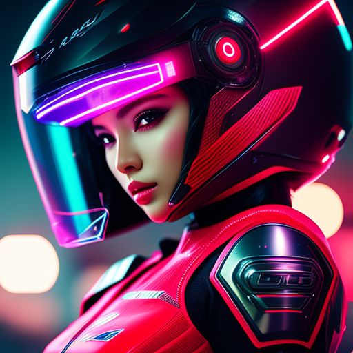 ArtStation - Neon Cyberpunk Art motorcycle girl in city road