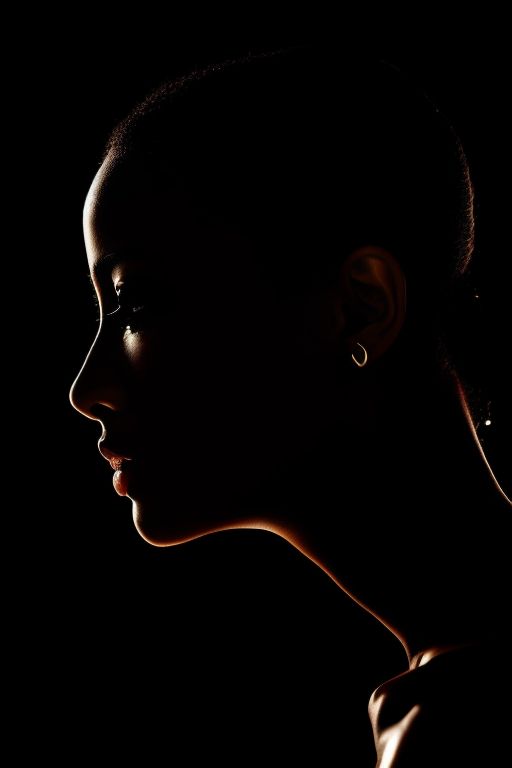 Sad Woman Profile Silhouette On Black Background Closed Eyes