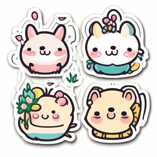 idle-slug600: spring flowers and fruits, theme cute sticker design