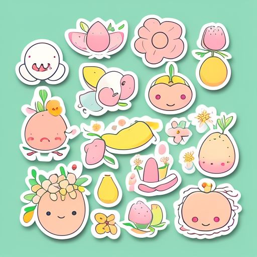 idle-slug600: spring flowers and fruits, theme cute sticker design ...