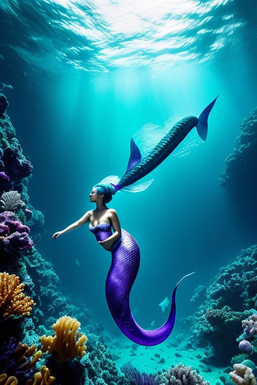 BEAUTIFUL MERMAID SWIMMING IN CRYSTAL CLEAR WATER 