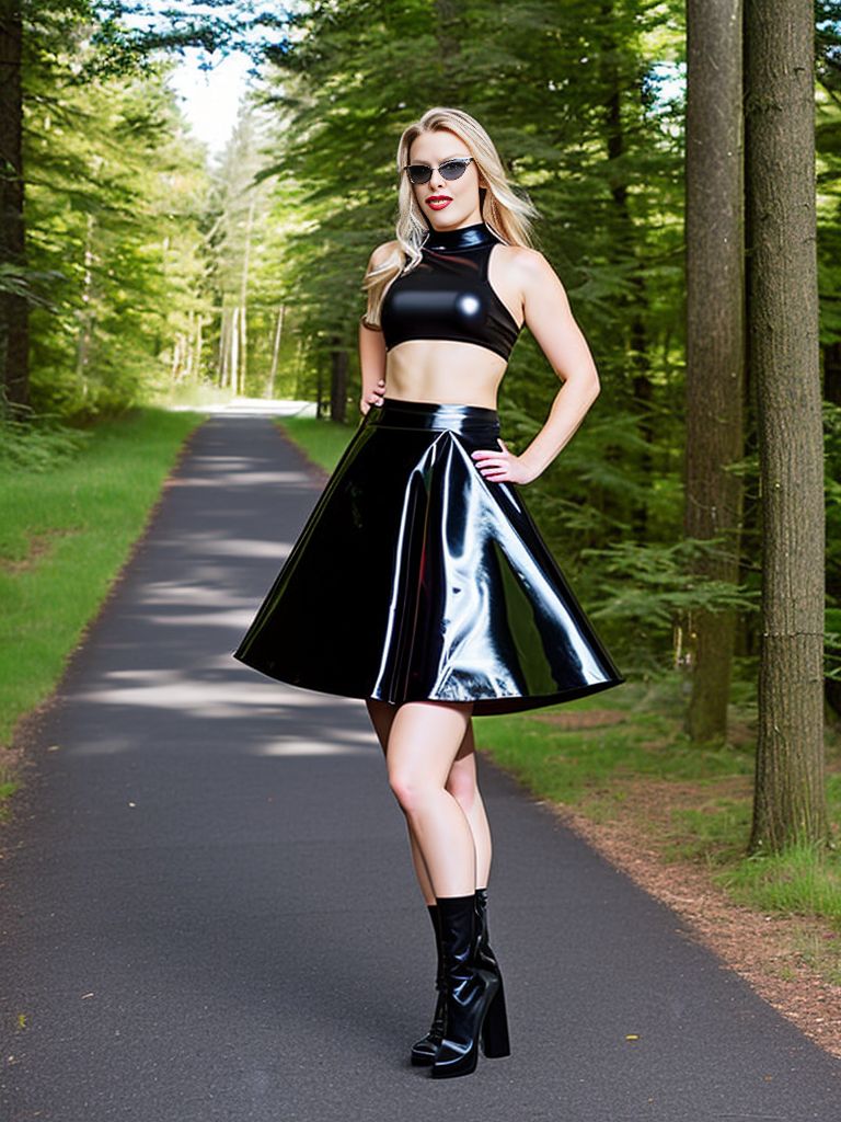 Black latex skater clearance skirt