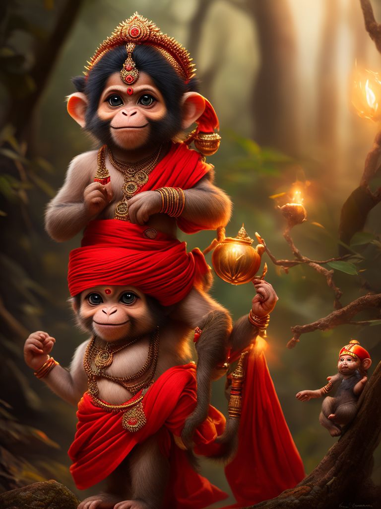 miserly-owl25: Hindu God Hanuman with monkey face, wearing red ...