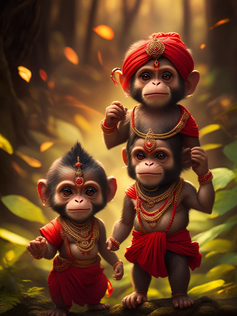 miserly-owl25: Hindu God Hanuman with monkey face, wearing red ...