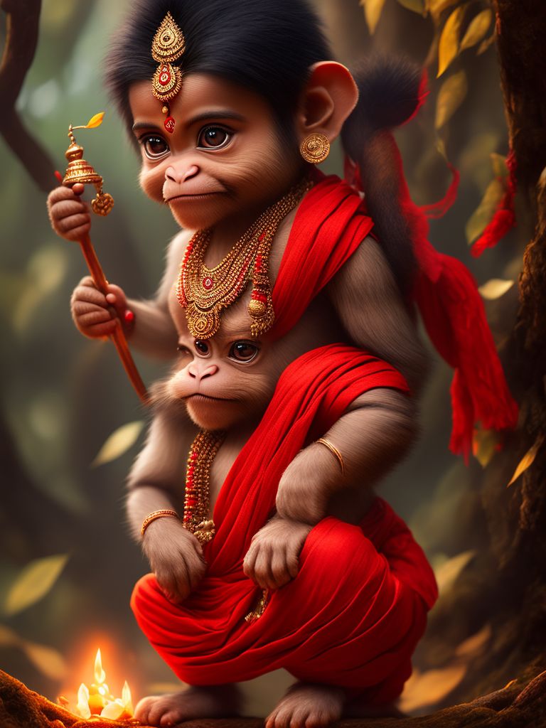 loud-magpie268: Hindu God Hanuman with monkey face, wearing red ...