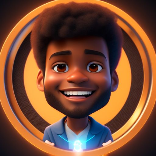 standing centered, Pixar style, 3d style, disney style, 8k, Beautiful, 3D Pixar character. Portrait close-up of MAN WITH BROWN SKIN AND BLACK POWER HAIR, A BIG SMILE, CLEAR CLOTHES. 
