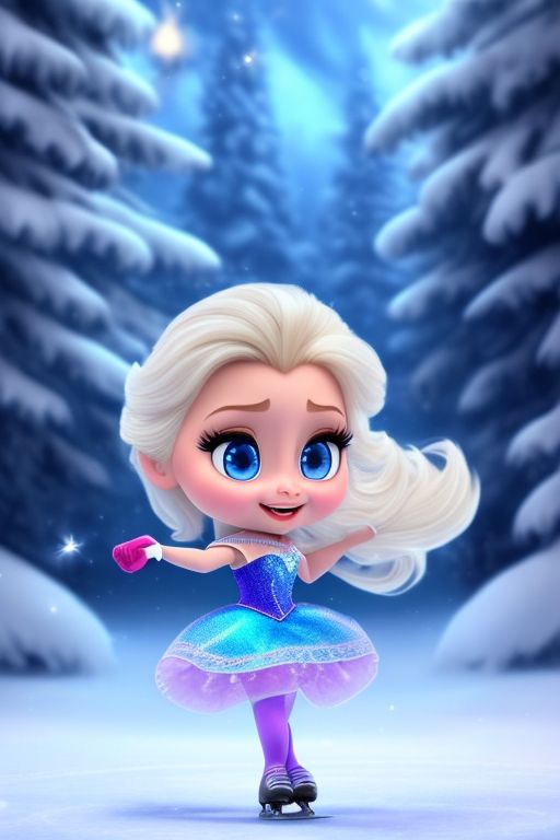 mealy-rabbit196: Cute Elsa playing ice skate, Chibi