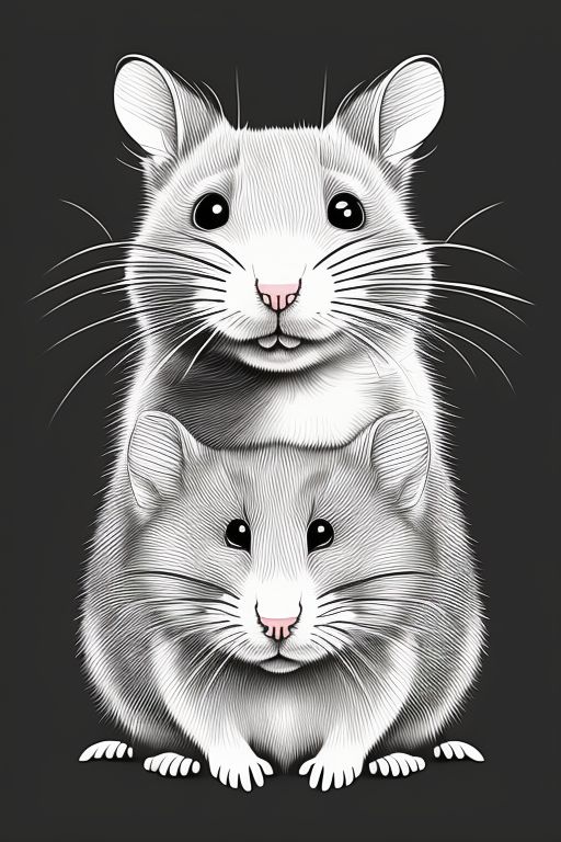 Hannalux: rat and cat, HB pencil drawing, clean art, minimalist, delicate  art, fine art, doodle, scketch, line art, coloring art, sketch-like,  printable, white and black, white background and black lines, flat art