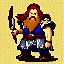 Red haired male dwarven wizard wielding a dwarven waraxe, Pixelsprite, 16-bit