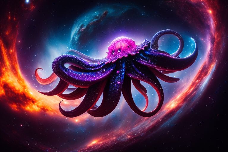 Frozen Ibex Cosmic Octopus A Massive Octopus With Tentacles Made Of Cosmic Energy Leaving