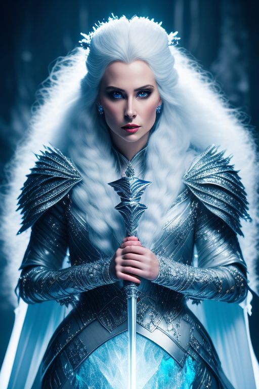 frozen-ibex316: The Ice Queen - a regal woman with long, flowing white ...