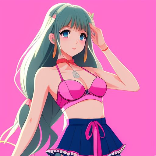 expert-hare561: Anime girl wearing pink bra and mini skirt