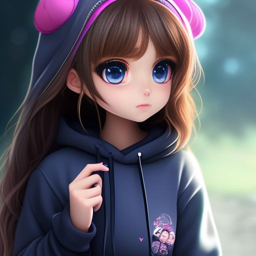 anime girl with light brown hair and blue eyes