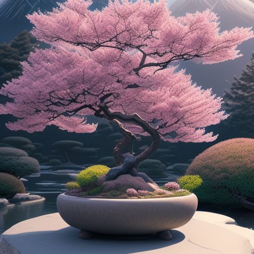 worldly-crow60: Absolutely stunning Bonzai ancient ginkgo tree in lovely  elaborately decorated apt substance planter sitting in garden of 2 or 3  authentic japanese bonzai trees, summer vibe, photorealistic, octane  rendering