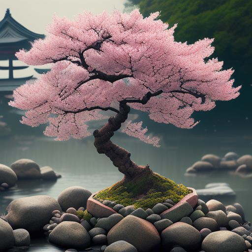 worldlycrow60 Absolutely stunning Bonzai kwanzan cherry blossom tree in lovely elaborately