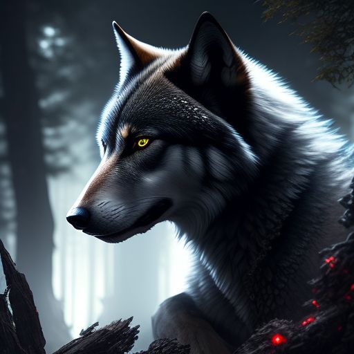 Grey Wolf With Red Eyes