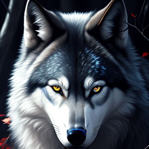 anime white wolf with blue eyes