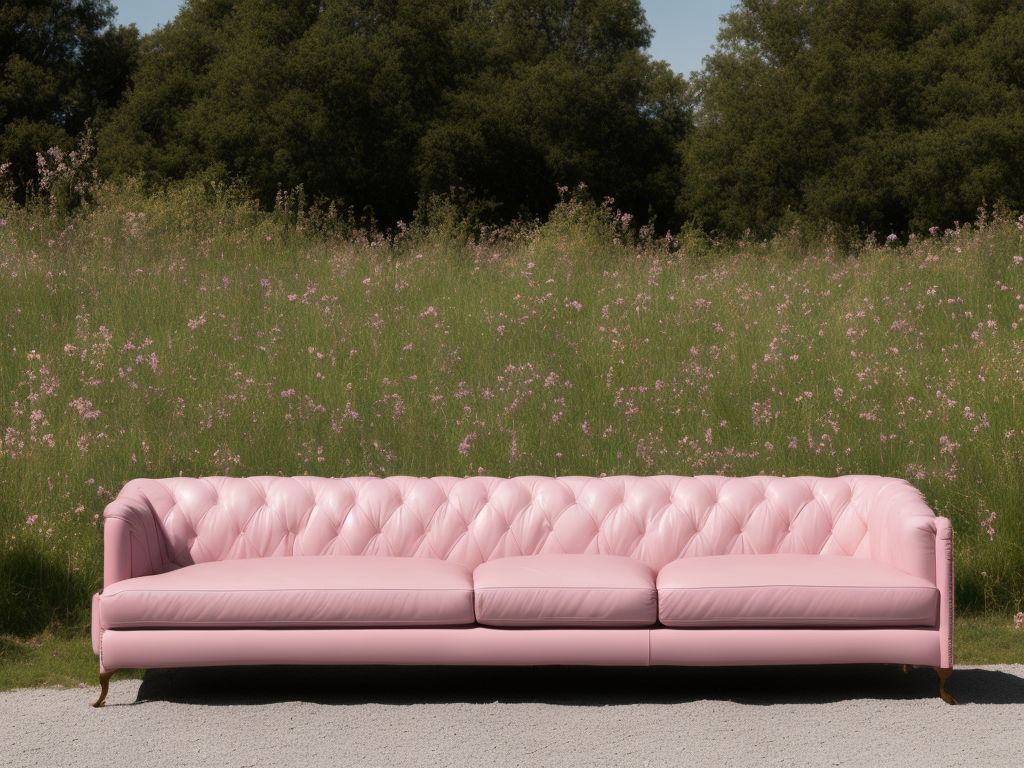 Vintage Pastel Pink Leather Sofa
