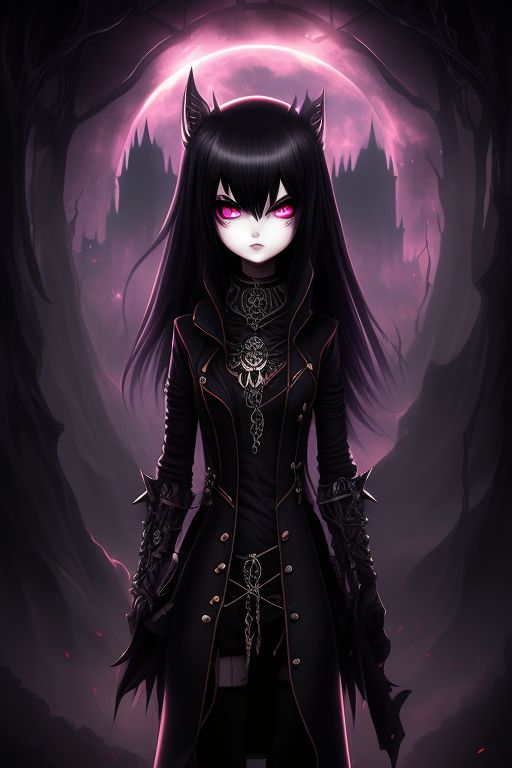 Portrait of beautiful gothic girl on housetop. Pastel goth with