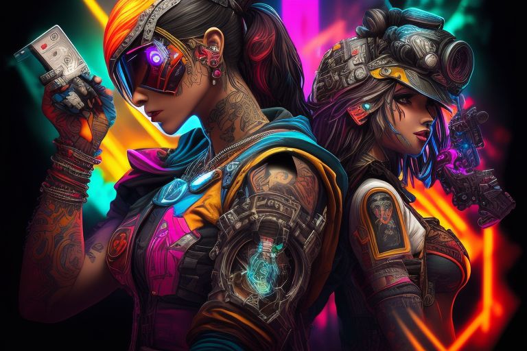 swift-ferret948: borderlands inspired tattoo full sleeve design bright colors and bold lines