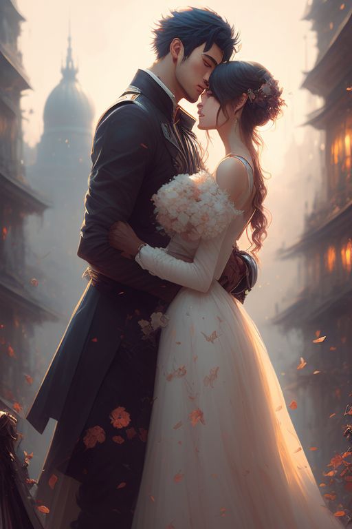 anime, fantasy, wedding, cute