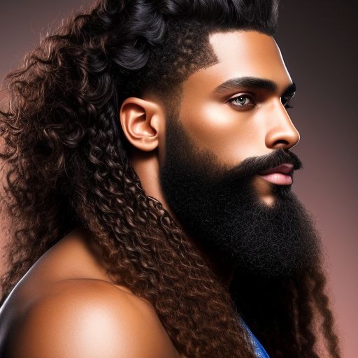 Long beard curly discount hair